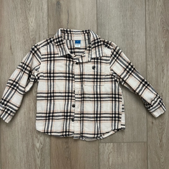 Boys 3T Old Navy Brown Plaid Button-Up Kids Shirt - Picture 1 of 3